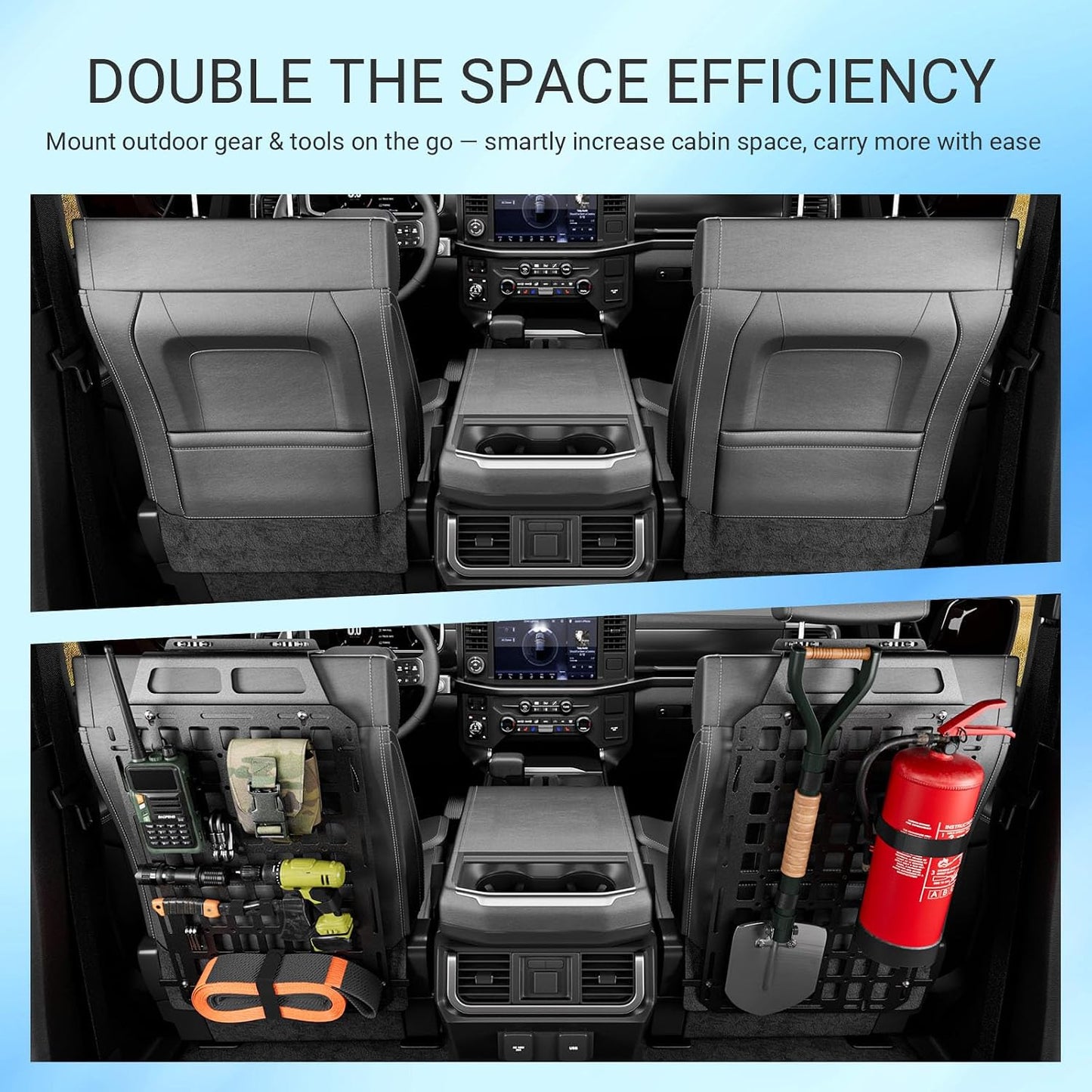 SZYANG Seat Back Molle Panel Compatible with 2015-2026 Ford F-150 Seat Back Organizers Molle Tactical Truck Organizer Replacement for 2015-2026 Ford F150 Accessories(2PCS)