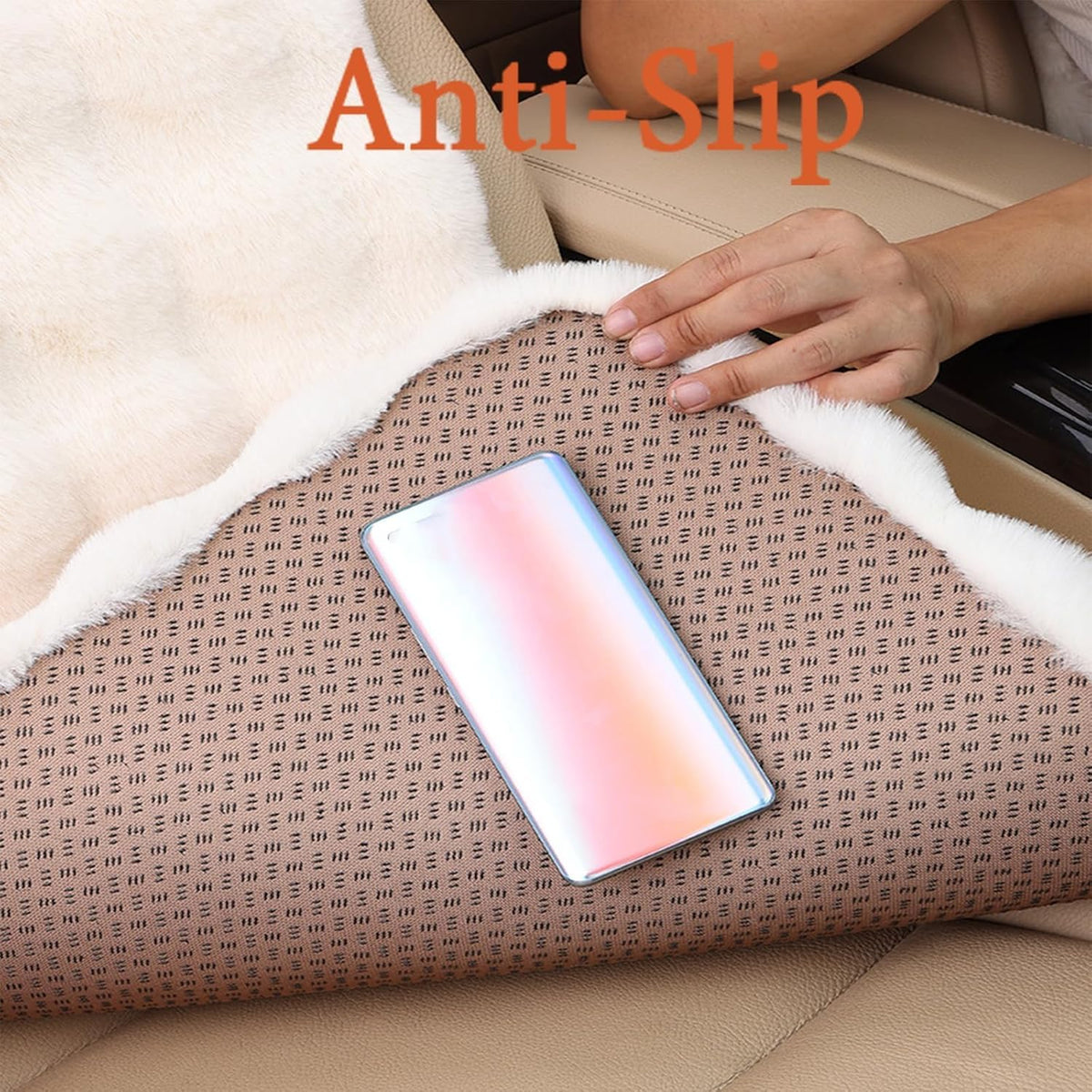 Luxury Thickened Plush Car Seat Cushion Set,Soft Fluffy Protector Warm Faux Rabbit Fur Non-Slip Front and Back Seat Covers (Coffee,6pcs)
