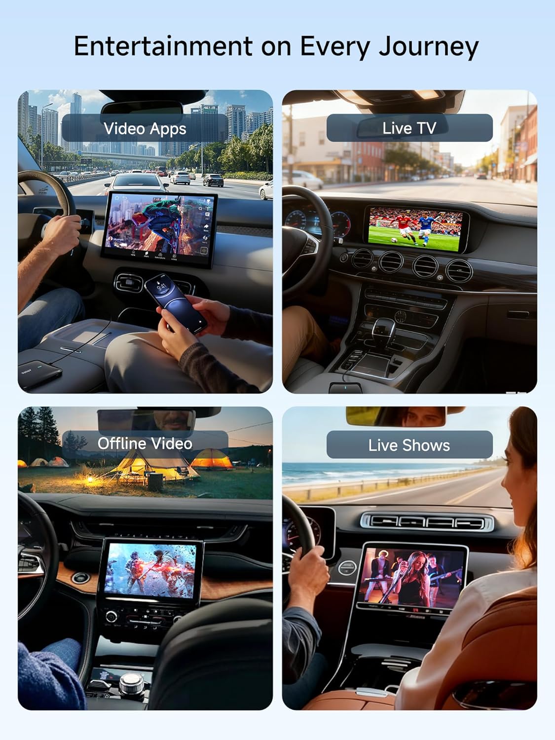 Wireless CarPlay & Android Auto Adapter, Supports for Netflix/YouTube, AI Box Carplay, Drivechat with AI Skills, Dual WiFi, Bluetooth, Fits for OEM Wired CarPlay Cars