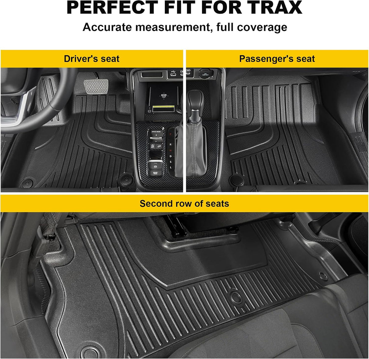 Original 2024 2025 2026 Trax Floor Mats for Chevrolet/Chevy Trax LS/1RS/LT/2RS/ACTIV Models - TTX LIGHTING Floor Liners Custom Fit 2025 2026 Chevy Trax 1st and 2rd Row Car Mats Interior Accessories