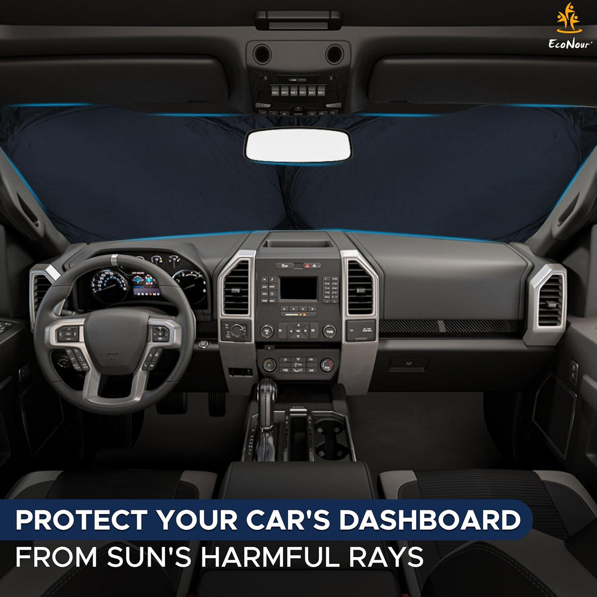 EcoNour Truck Windshield Sun Shade, Sun Shield Protects Dashboard and Seats