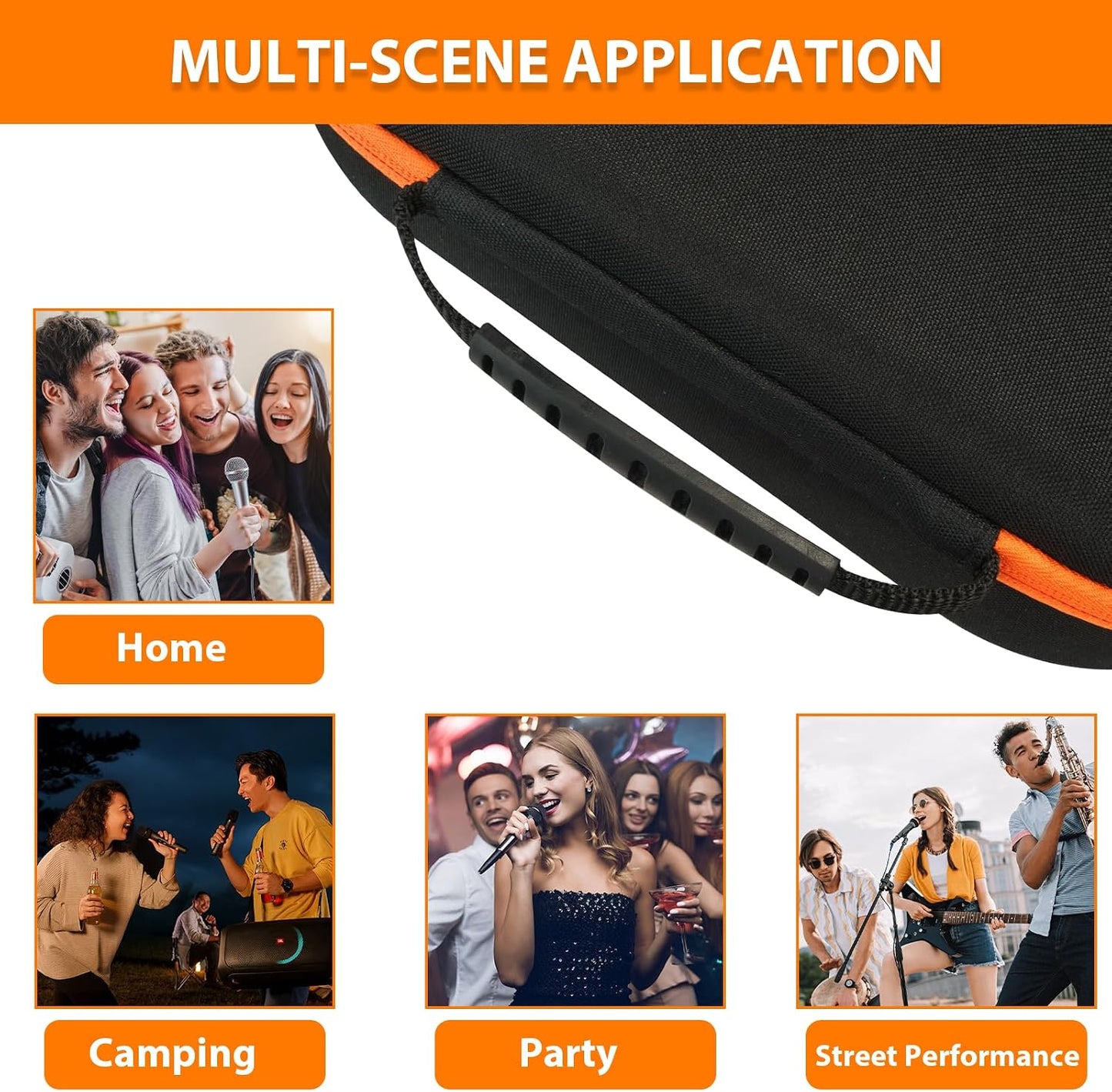 Wireless Microphone Case Compatible with JBL Wireless 2 Microphone System, Handheld Dual Mic Carrying Case, Travel Bag for Receiver, Batteries and Adapter, Karaoke - Orange (Box Only)