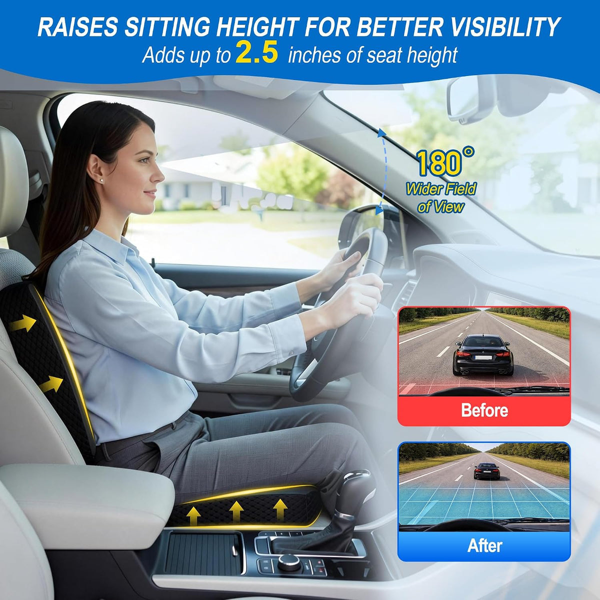 Lofty Aim Car Seat Cushion with Back Support, Lumbar Support Pillow Set