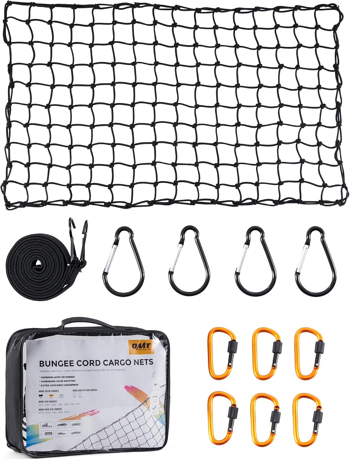 OMT 2x3ft Flat Webbing Cargo Net for Roof Rack & SUV Basket, 2x2in Mesh