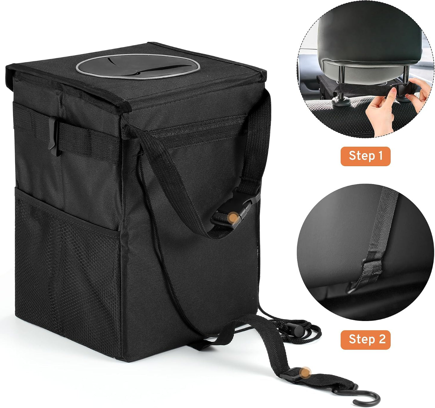 XHRING Car Trash Can Garbage Can for Ford F150 F-150 F250 F350 Super Duty Transit Explorer Bronco/Bronco Sport Maverick Expedition Raptor Escape Edge Ranger Accessories 2000-2025 2026, Larger Size