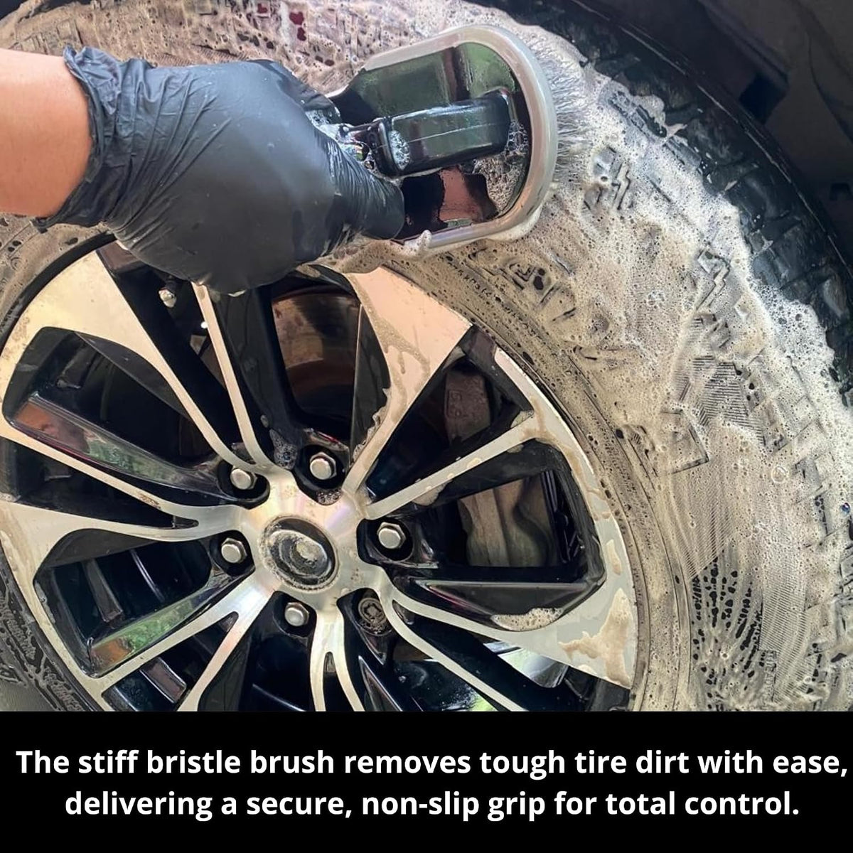 Car Wheel Brush & Wheel Barrel Brush Kit – 19" Soft Non-Scratch Microfiber Rim + Stiff-Bristle Scrubber for Tires, Rubber Mats & Motorcycles – Tire Brushes for Cleaning Tires.