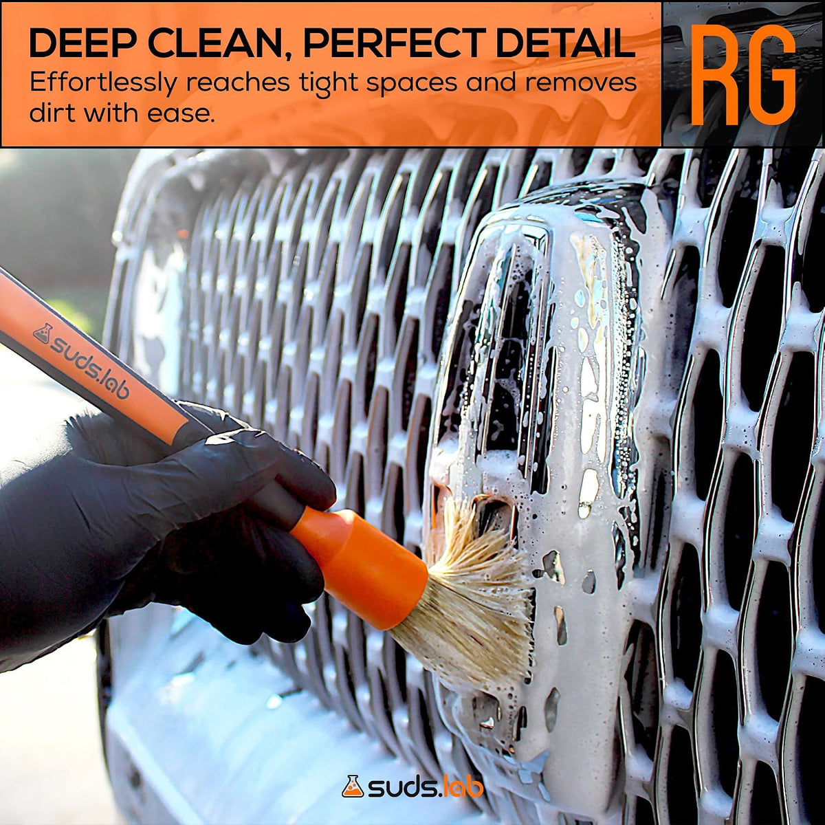 Suds Lab Detailing Brush, Rubberized Bristles, Wheel Rim Cleaner, 2-Pack