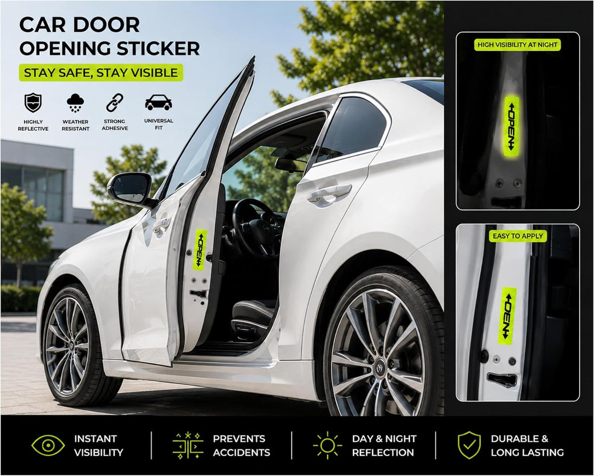 Corolla Sticker Door Sill Protector Compatible with Toyota Corolla Accessories | Carbon Fiber Scratch Guard (4 Door Sill Protectors Including 4 Reflective Door Stickers)