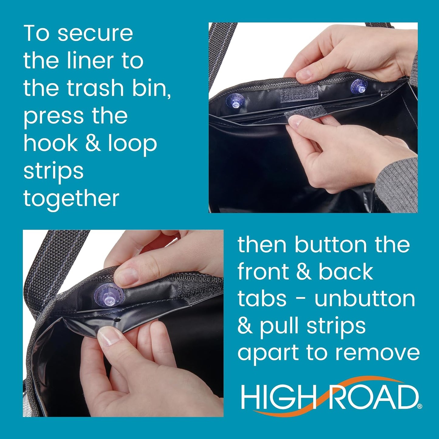High Road StashAway Car Trash Can with Tissue Holder - Car Organizer with Trash Can, Tissue Dispenser and 3 Storage Pockets for Bottles, Flasks, Wipes and Driving Essentials