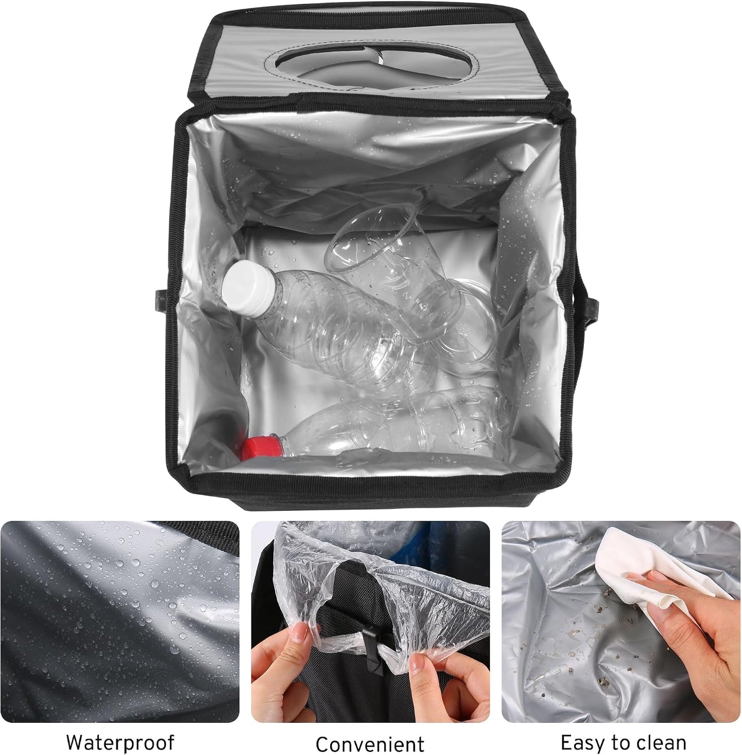 XHRING Car Trash Can Garbage Can for Ford F150 F-150 F250 F350 Super Duty Transit Explorer Bronco/Bronco Sport Maverick Expedition Raptor Escape Edge Ranger Accessories 2000-2025 2026, Larger Size