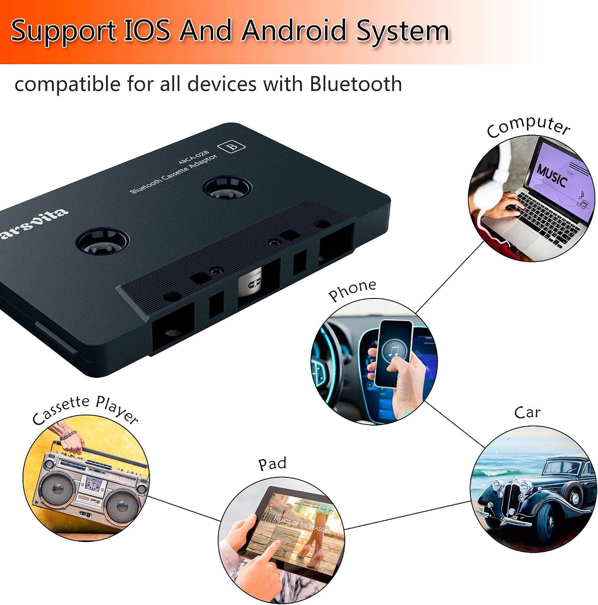 Arsvita Bluetooth 5.0 Wireless Cassette Adapter & Car Audio Cassette to Aux Adapter