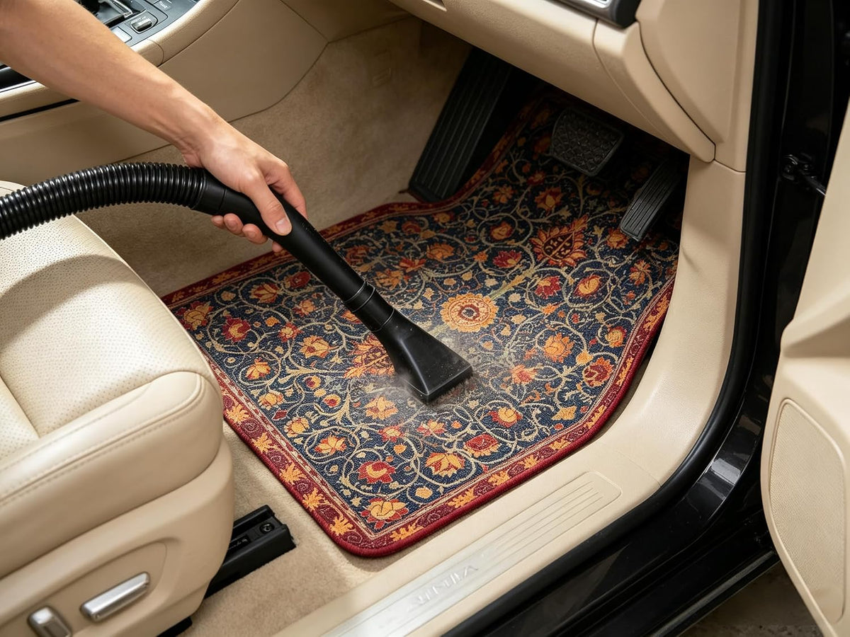 Persian Car Floor Mats Universal Navy Gold Arabesque Set