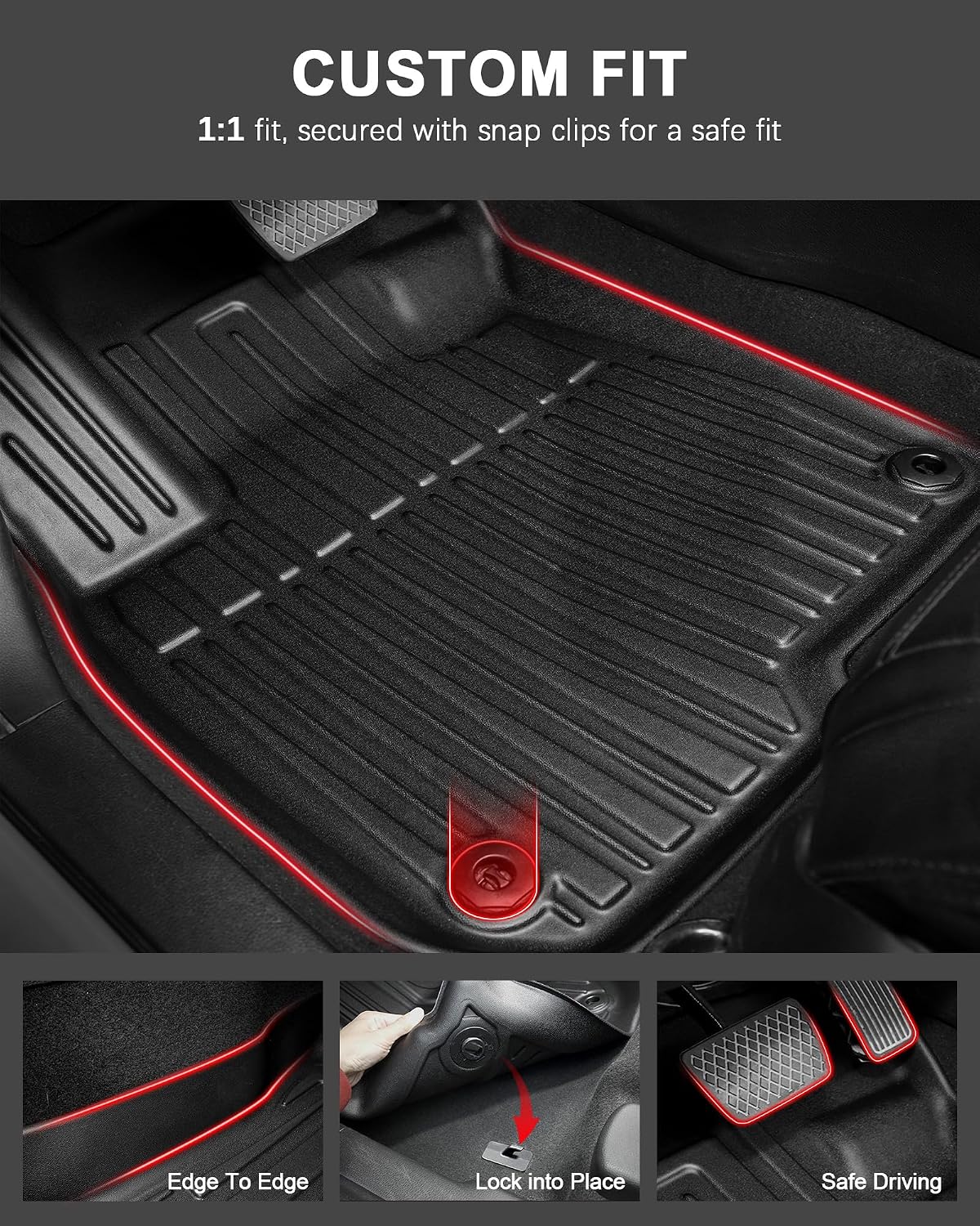 All Weather Floor Mats Fit for 2017-2022 Honda CR-V (Gasoline & Hybrid) | Custom Fit TPE Floor Liners Accessories for Honda CRV 1st and 2nd Row Full Set Car Mats