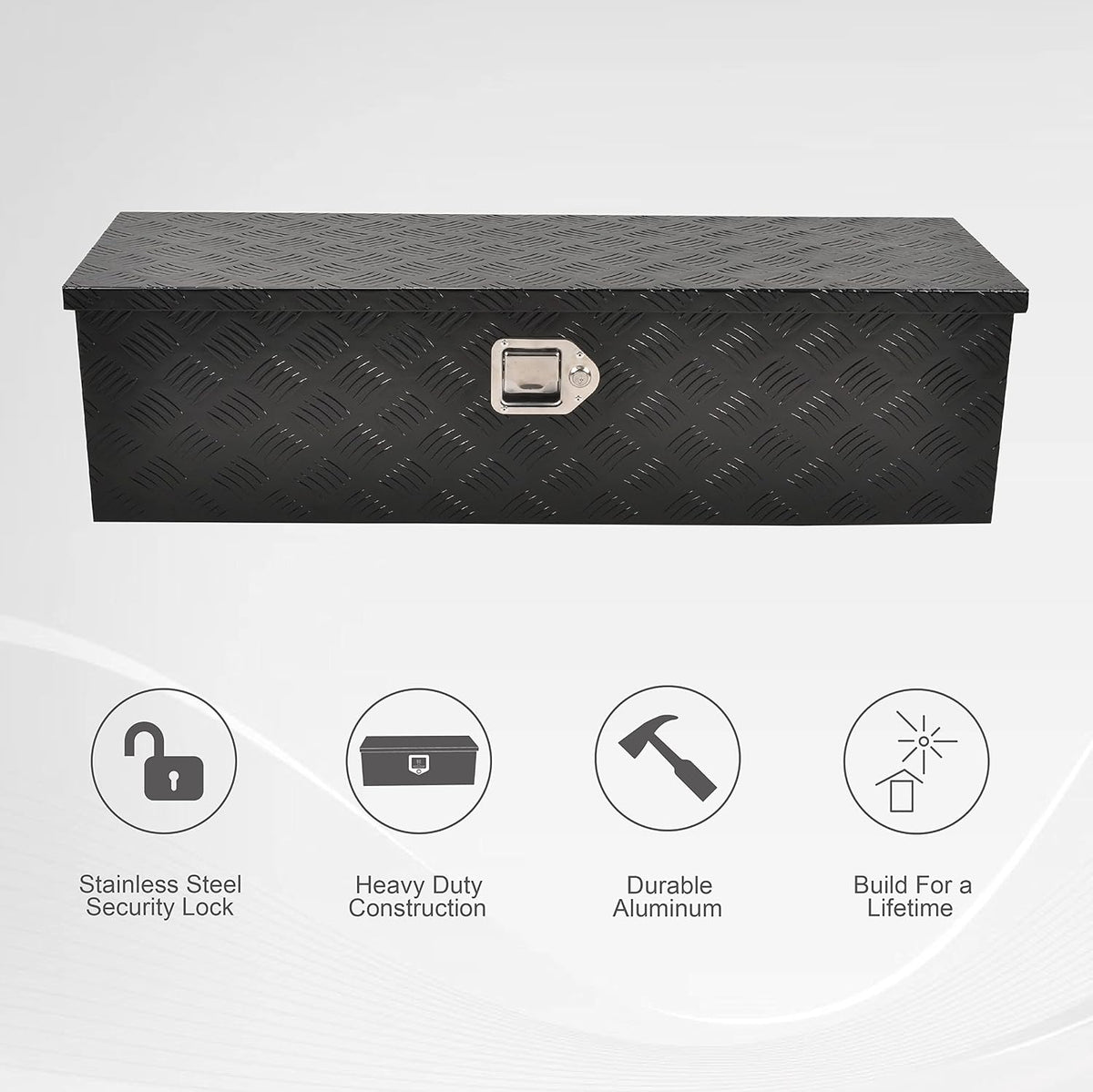 39 Inch Aluminum Heavy Duty Truck Bed Tool Box Black (39"X13"X10")