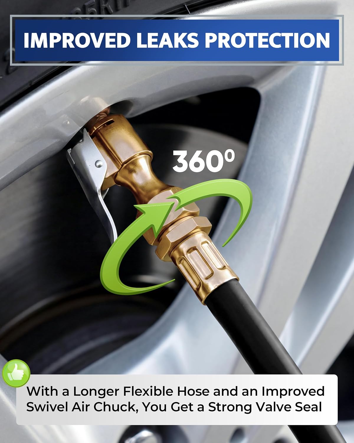 GERCHWAY Tire Pressure Gauge with Inflator for Air Compressor, 100 PSI