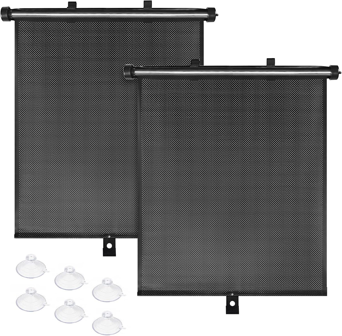 BOGI Car Window Shades for Side Windows, 2 Pack Retractable Sun Shades for Blocks Heat and UV Rays Glare Protection Breathable Roller Car Window Shade for Baby, Kids, Pets, Passengers