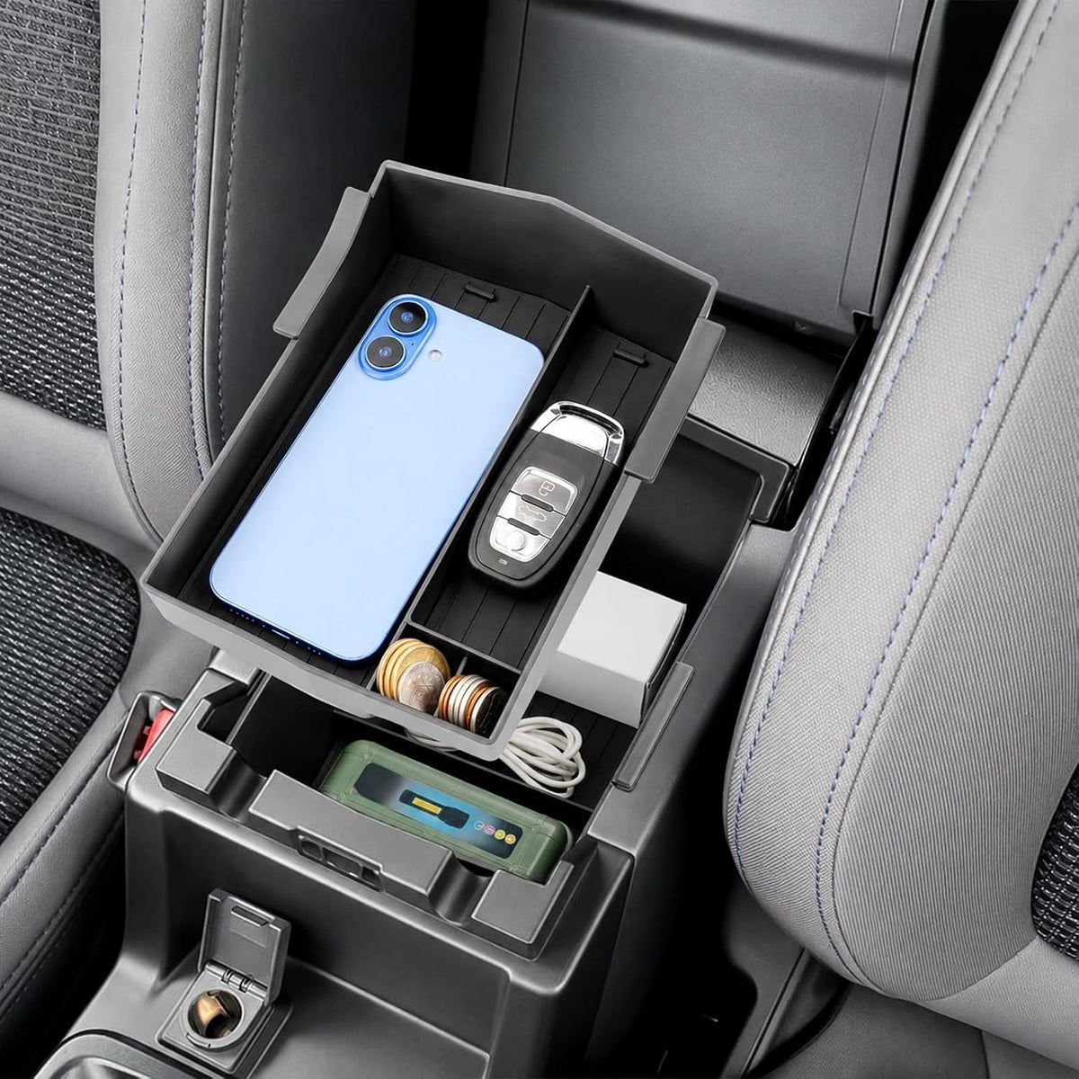 Double Layer, 2026 Forester Center Console Organizer for Subaru Forester (Only for Sport/Wilderness/Limited/Touring), Durable ABS Plastic&Anti-Slip Console Tray Insert 2026 Forester Accessories