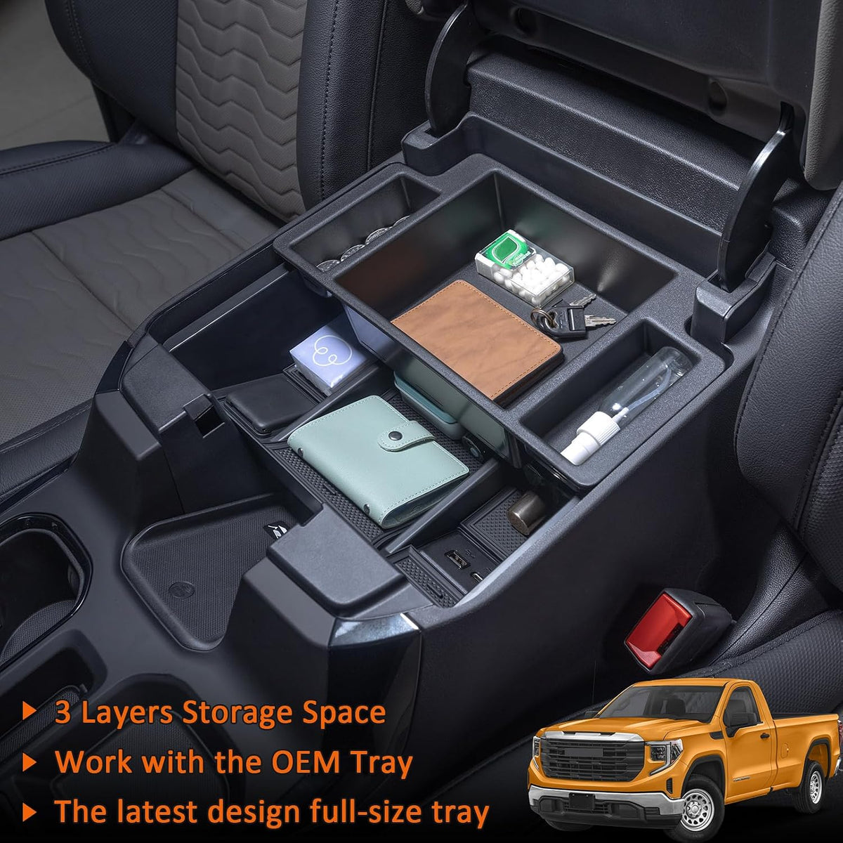 TOPINSTALL Full Size Tray for 2022-2026 Refreshed Silverado/Sierra 1500