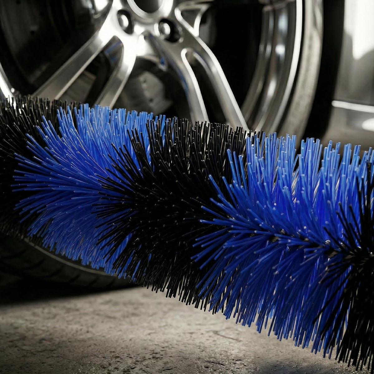Wheel Tire Detailing Brush, Soft Bristle Wheel Cleaning Brush for Tires, Rims, Fender Wells and Exterior Surfaces, Long Handle Car Wash Brush (Blue)