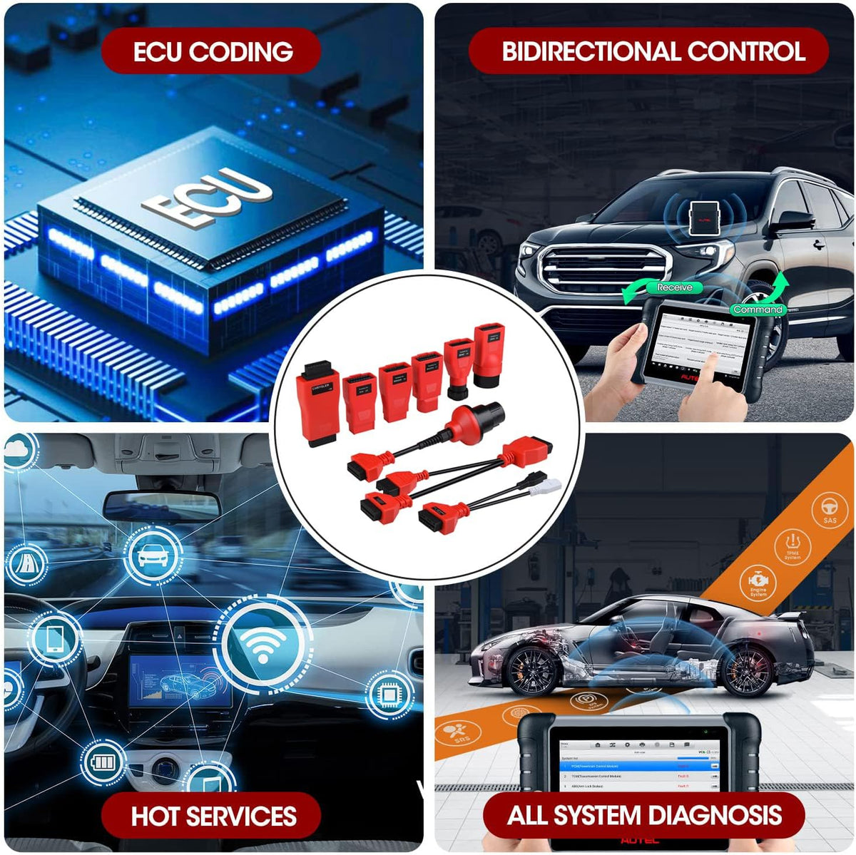 Autel MaxiSys MSOBD2KIT Non-OBDII Adapter, 9PCS Connector for OBD1 Vehicle