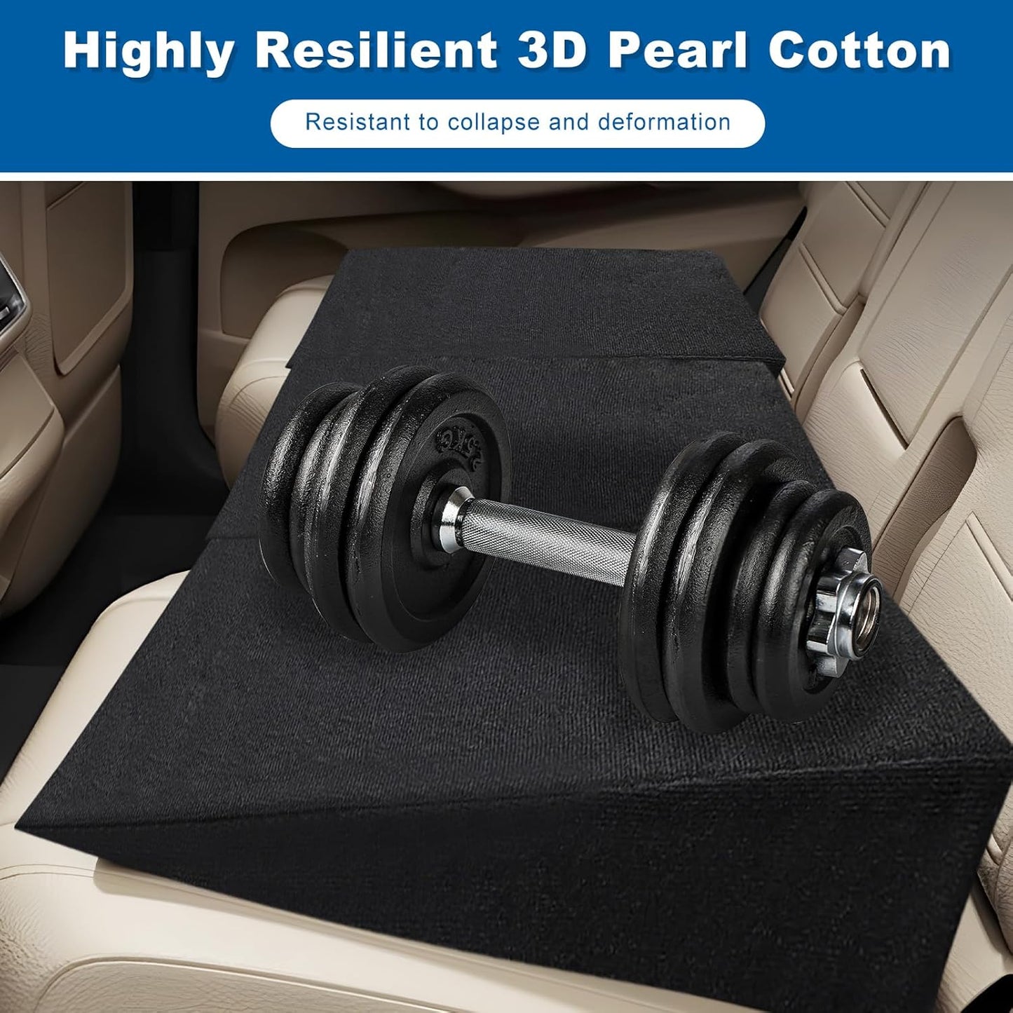 Auto Seat Wedge Leveling Cushion, Breathable Fabric Rear Seat Leveling Mat Support Cushion, Ergonomic Angled Design Backseat Pad Pain Relief Pad for Car Office Outdoor