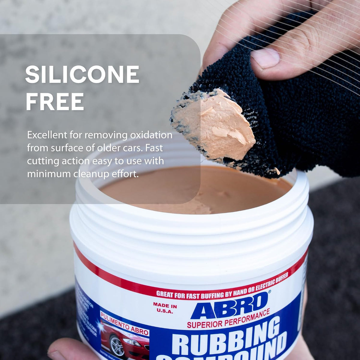 ABRO Rubbing Compound 10 oz, Fast-Cut Buffer for Oxidized Paint