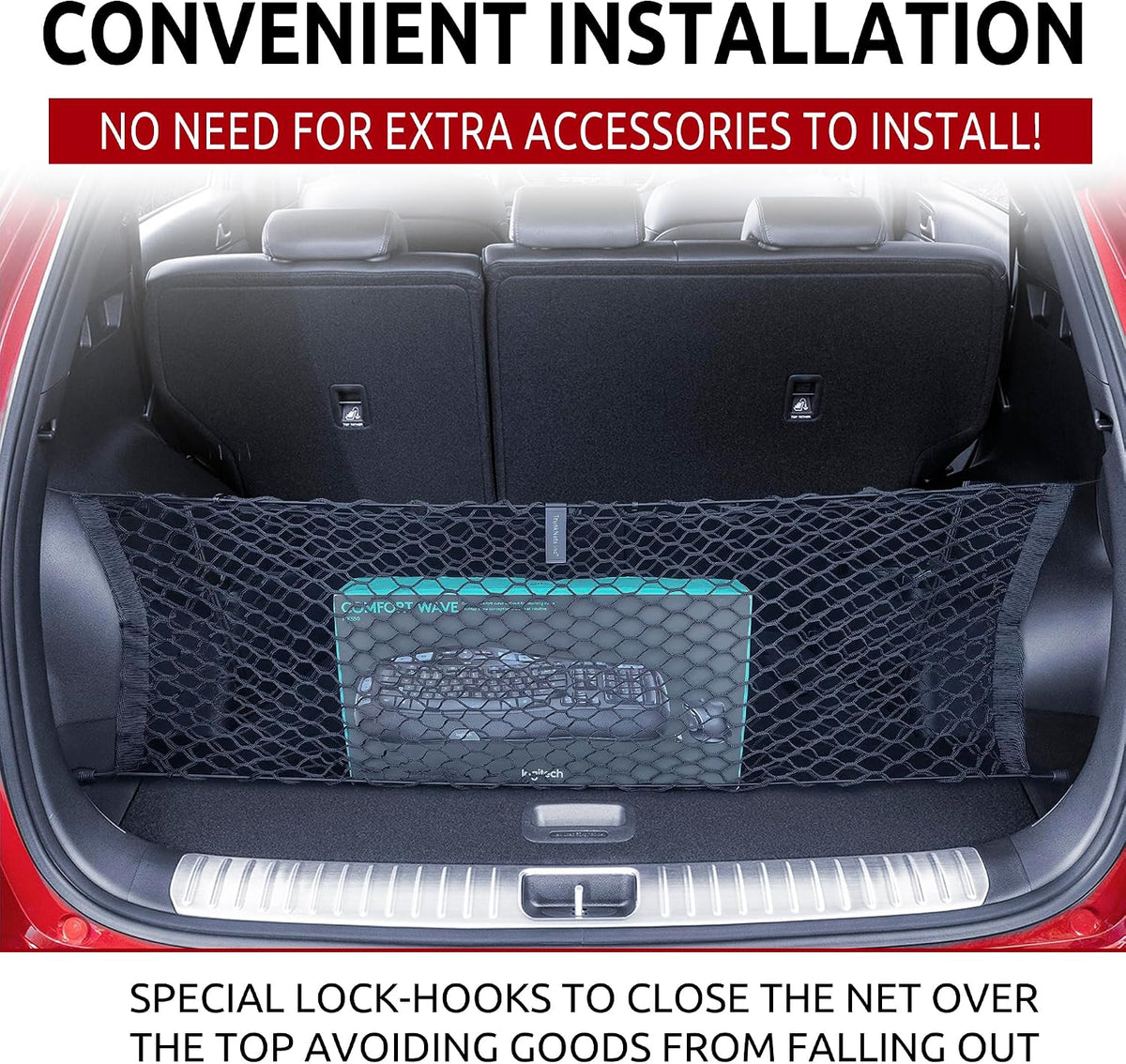 Envelope Style Automotive Elastic Trunk Mesh Cargo Net for Kia Sportage LX EX SX X-Line 2023-2026 - Premium Trunk Organizer and Storage - Luggage Net - Best Car Organizer for Kia Sportage