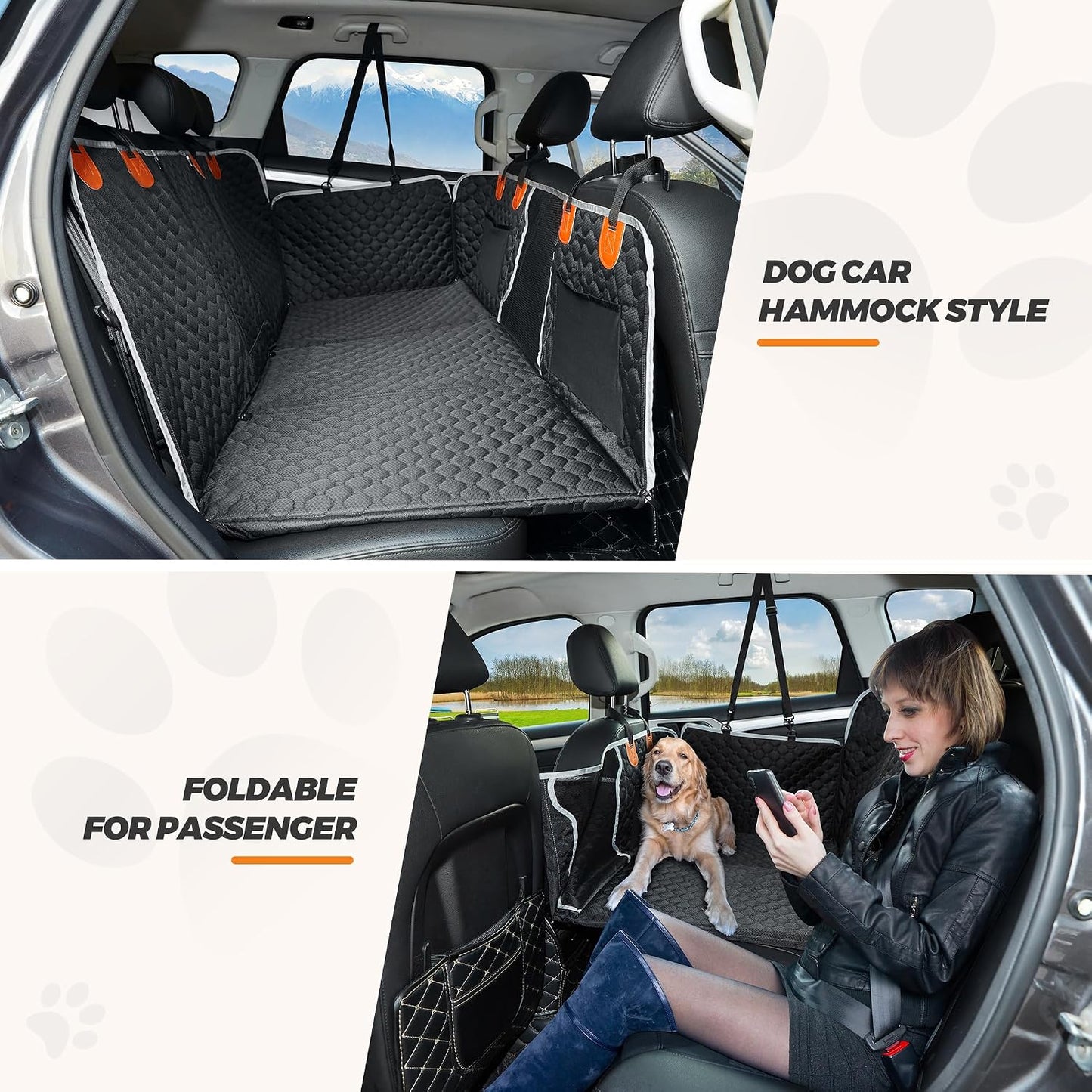 ANOSOSPECIAL Back Seat Extender,Dog Car Seat Cover,Waterproof Pet Hammock Travel Bed,Durable Camping Air Mattress,Non Inflatable Car Bed Mattress Easy Clean for Car SUV Truck (Black)