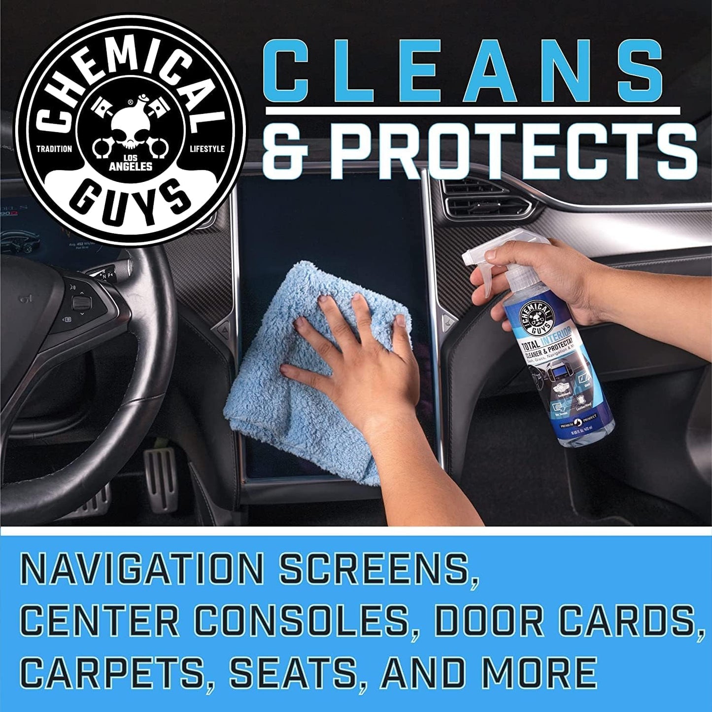 Chemical Guys Total Interior Cleaner and Protectant, Interior Car Cleaner Cleans & Protects Leather, Vinyl, Plastic, Rubber, Glass with a Showroom Finish, Safe for Trucks, SUVs, RVs & More, 128 oz