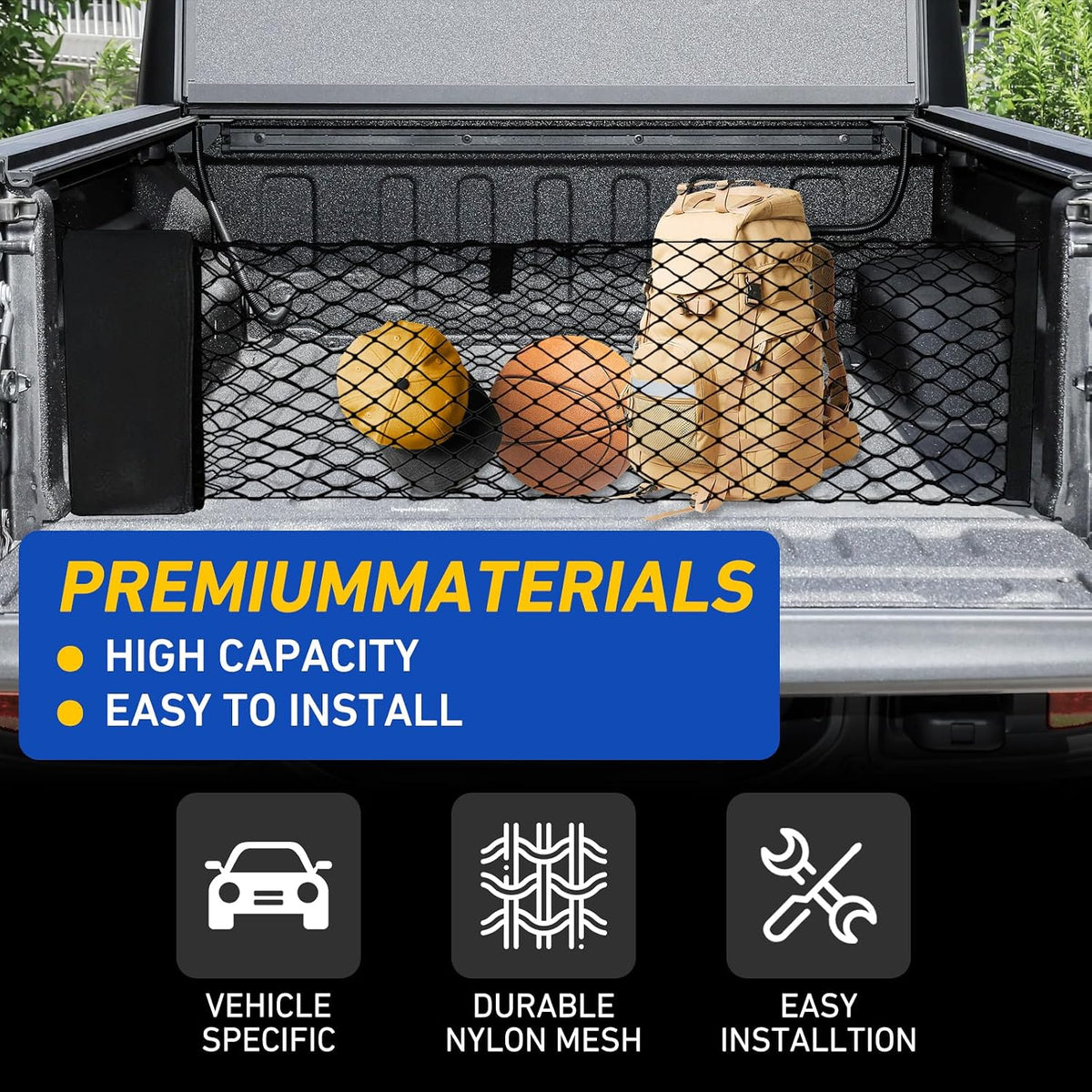 Cargo Net Fits for Dodge Ram 1500 2020-2025 2026 with Storage Bag