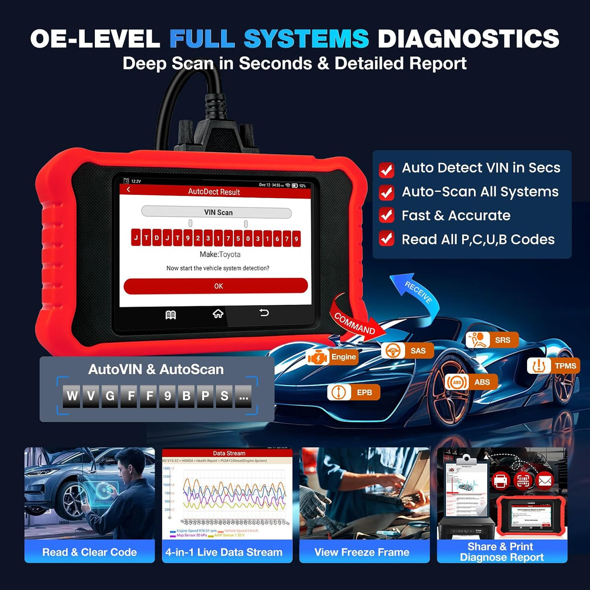 LAUNCH Creader Elite 3.0 Full Bi-Directional OBD2 Scanner for Toyota/Lexus