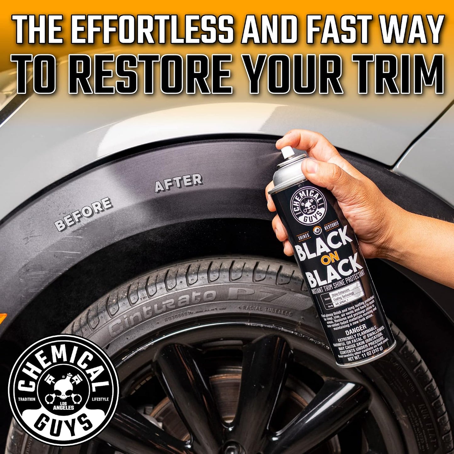 Chemical Guys Black On Black Instant Shine Exterior Dressing Spray, 11 oz | For cars, trucks, and SUVs, sprayable quick dressing, sprayable trim quick dressing, use on grilles, vents, and more