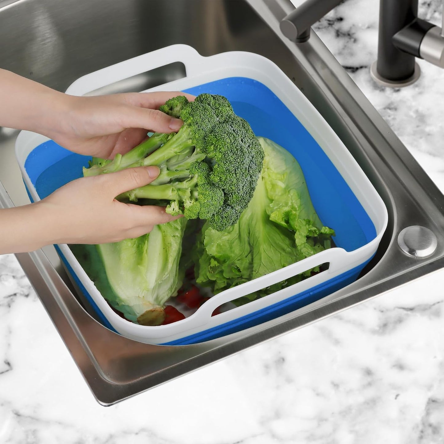 Tiawudi Dishpan for Washing Dishes, 2.4Gal/9L Wash Basin with Draining Plug Carry Handles, Collapsible Bucket for Cleaning, Portable Sink, Foldable Plastic Tub, 1PC