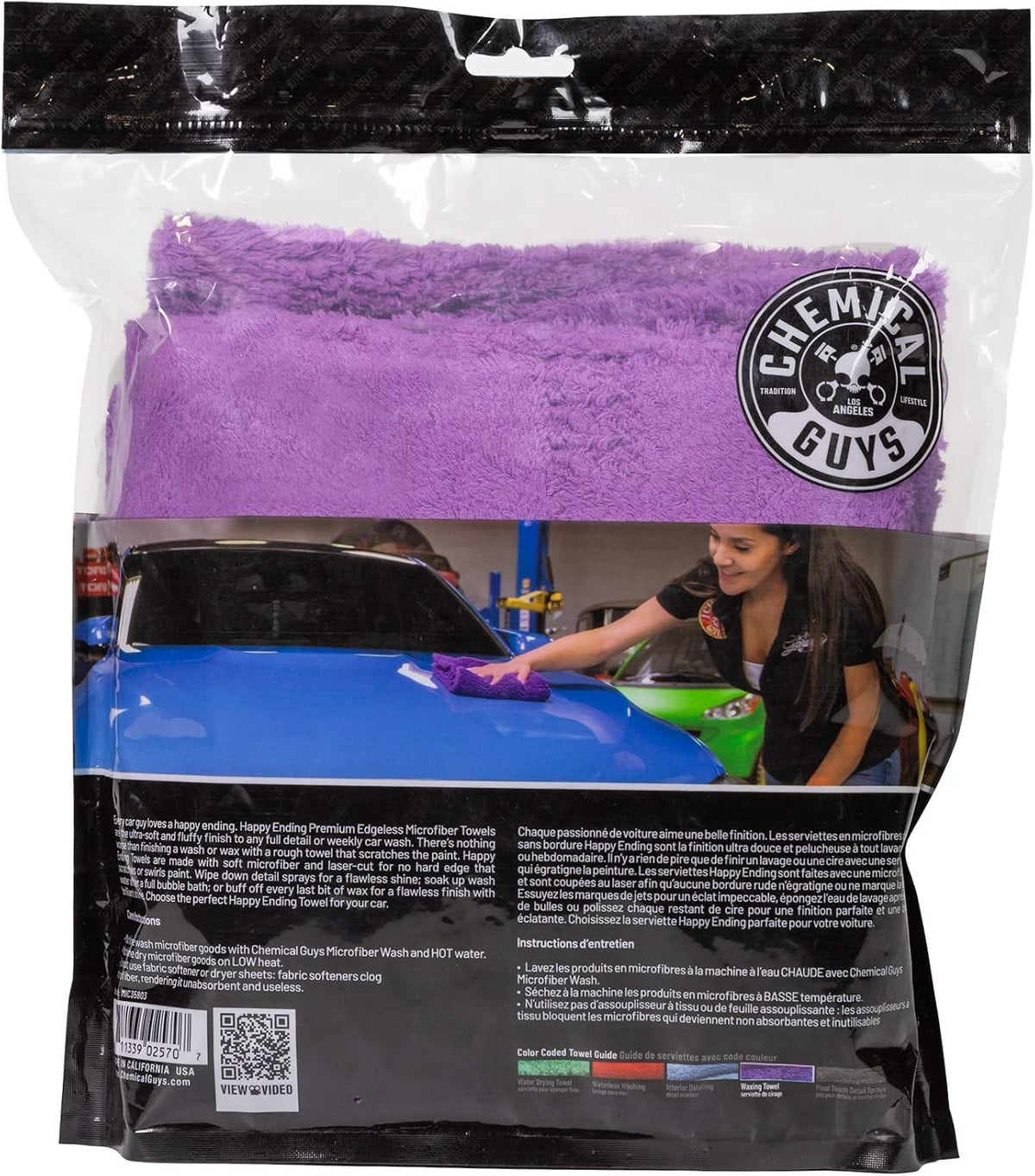 Chemical Guys, Happy Ending Ultra Plush Edgeless Microfiber Towel, Purple