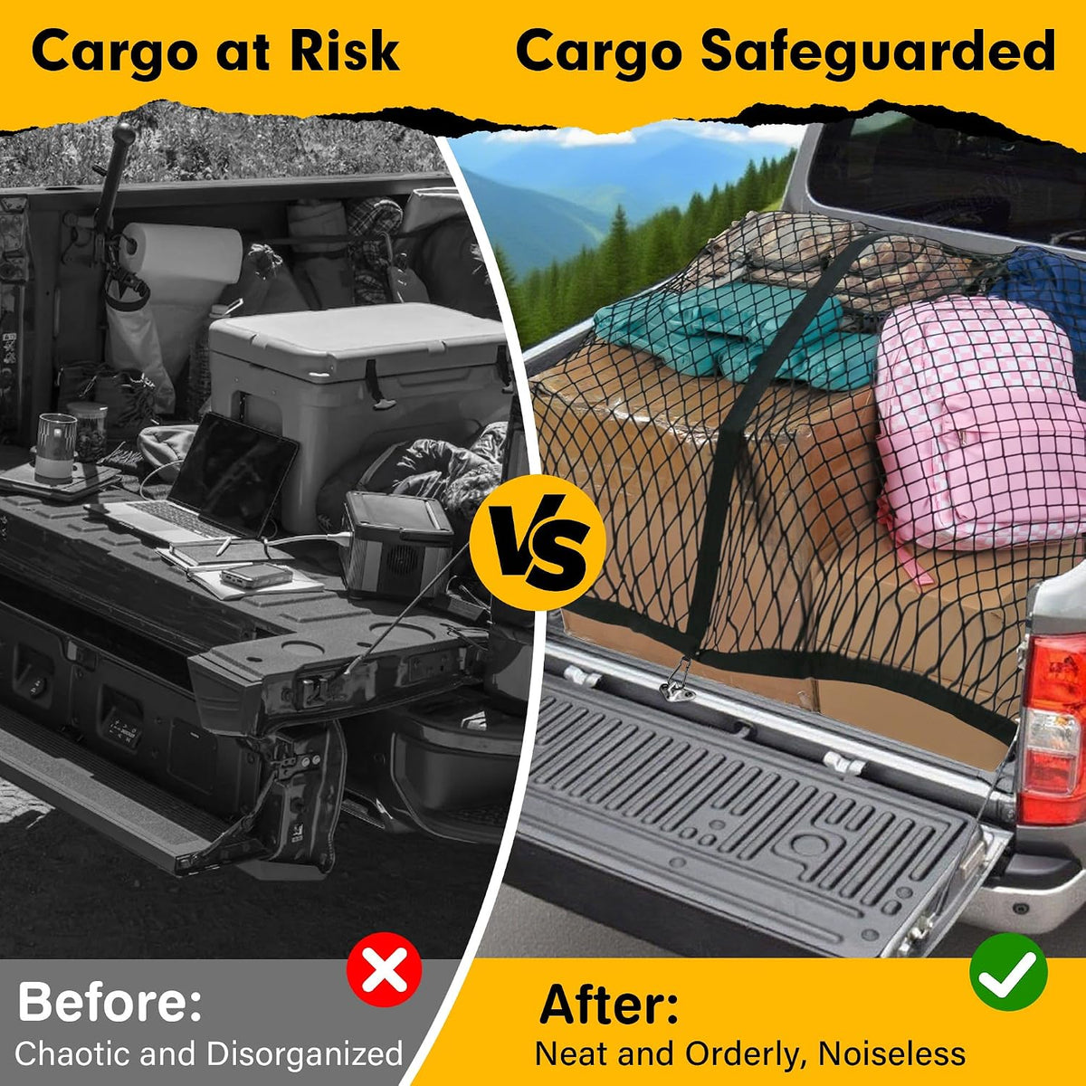 Cargo Net for Pickup Truck Bed, 4'×4' Highly Elastic Truck Bed Cargo Net