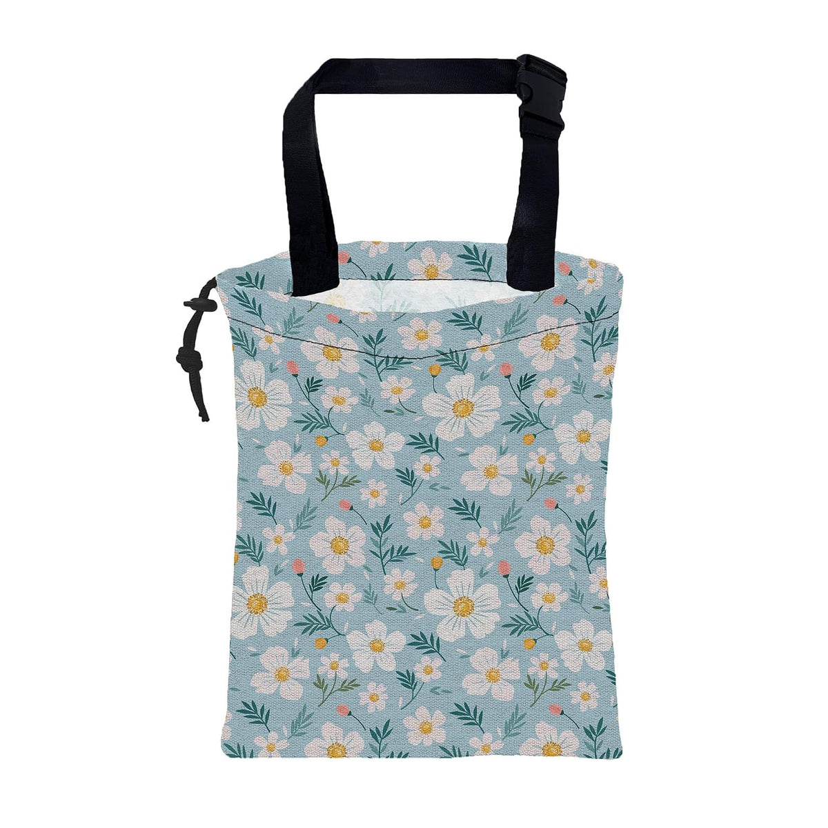 Car Garbage Bag Colorful Flowers and Leaves Drawstring Car Trash Bag Hanging for Back Seat with Adjustable Buckle Canvas Vehicle Trash Can Easy-to-Install