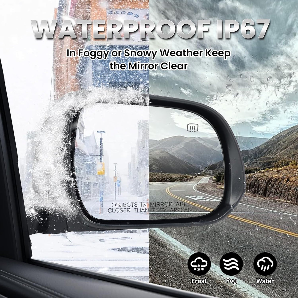 Right Passenger Side Mirror Compatible with Toyota Sienna 2013-2017 Heated, with Blind Spot Detection, Power Glass, Manual Folding, 6H6P, Door Mirrors Black Replace# 87910-08113, TO1321301