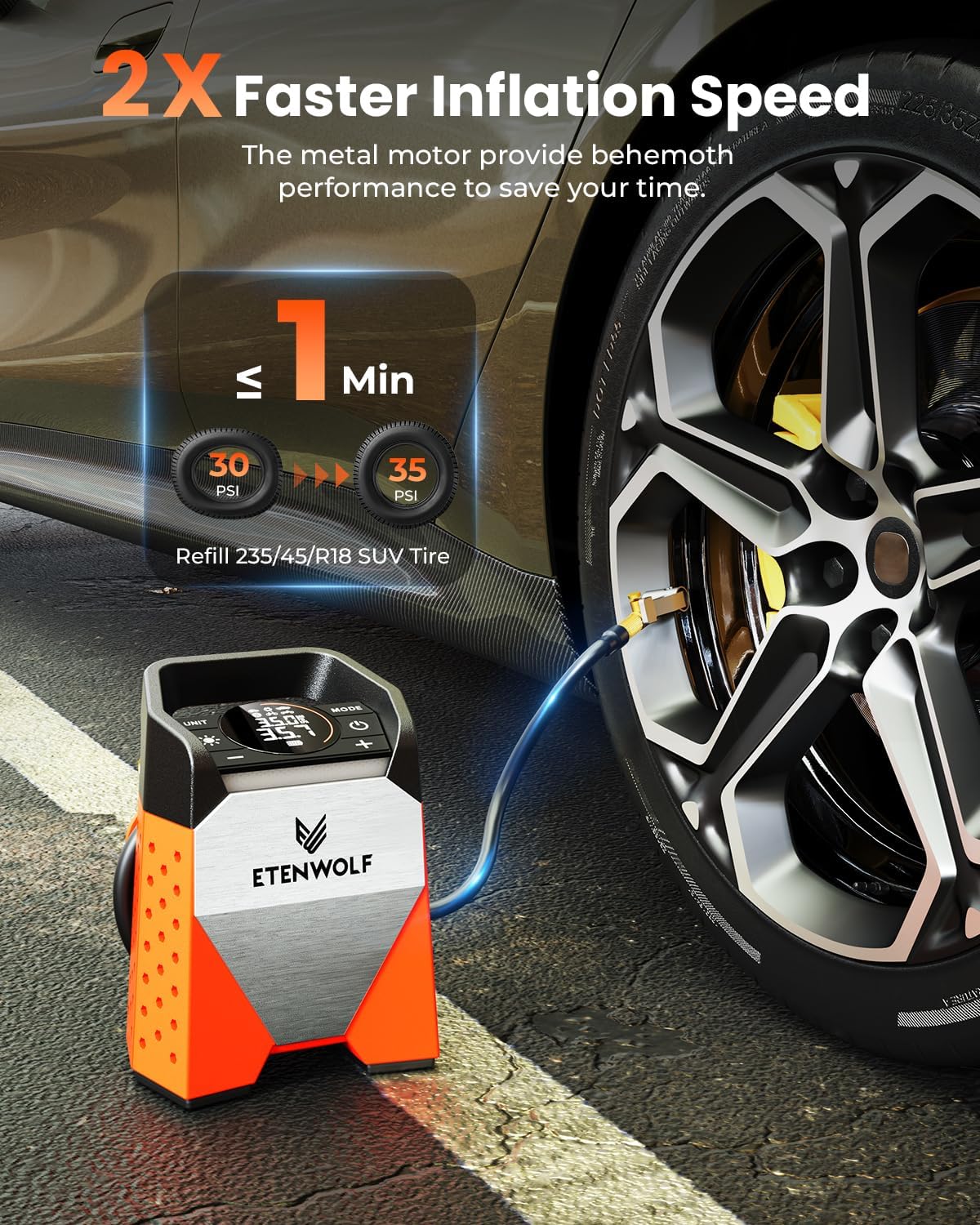 ETENWOLF ZEPHYR S3 Tire Inflator Portable Air Compressor