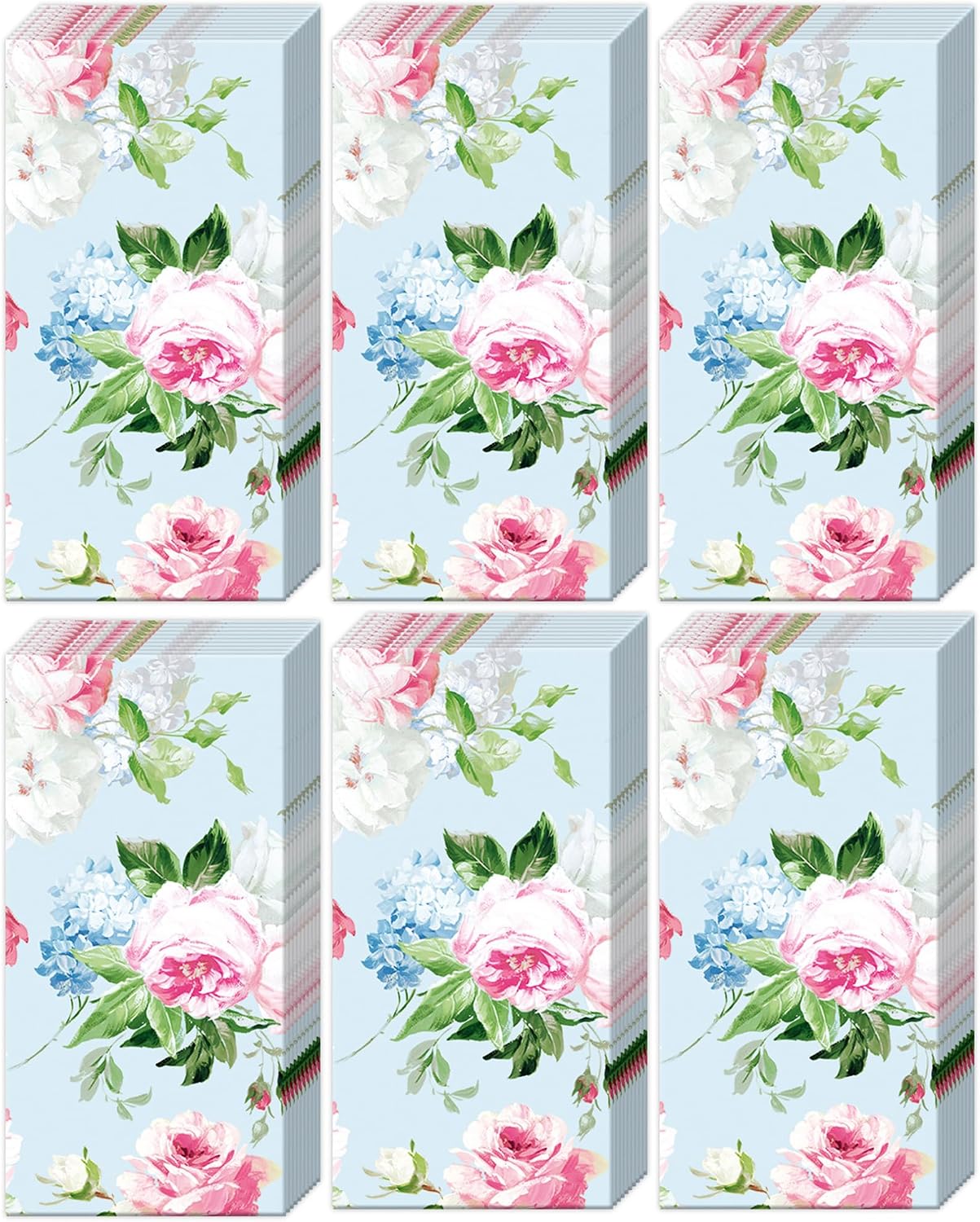 Botanical Garden Pocket Tissues - 6 Pack (60 Total) - Decorative 4-Ply Floral, Facial, Portable Travel Size Packs for Purse and Car, Forget Me Nots by Boston International (Spring Blooms)