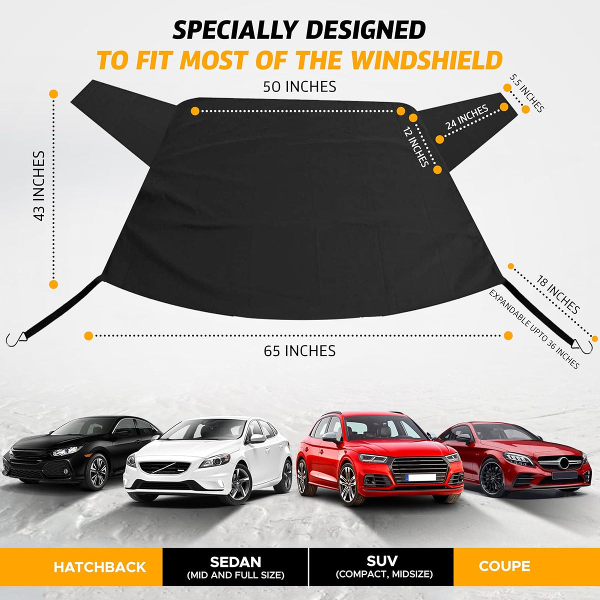 EcoNour Rear Windshield Cover for Ice and Snow | Car Back Window Snow Cover