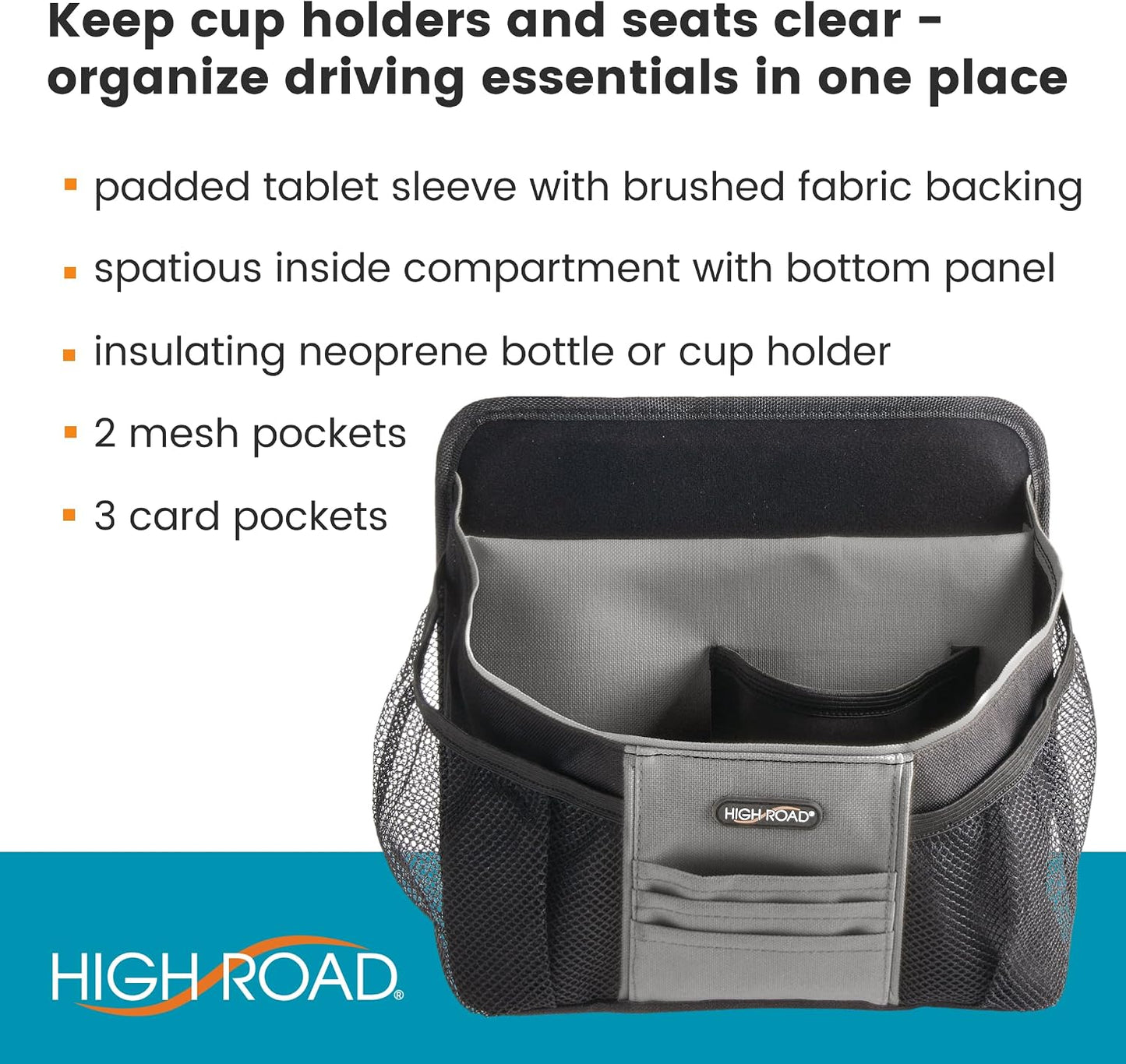 High Road DriverStash Front Seat Car Organizer with Insulated Cup Holder