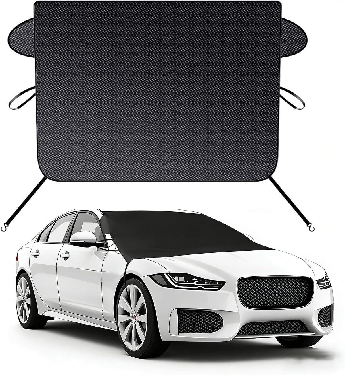 Car Windshield Cover for Ice and Snow - Universal Fit for Cars, SUVs, Trucks, Heavy Duty Oxford Fabric Frost Protector for Ice and Snow,Triple-Window Cover (Oxford Cloth - Black)