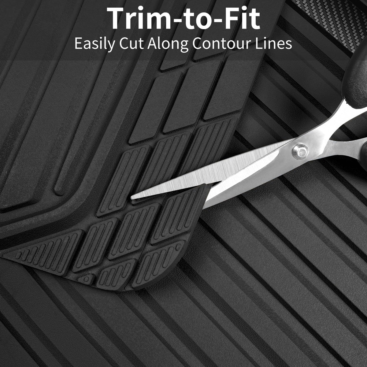 CAR PASS Heavy Duty Rubber Car Mats Metallic,Aluminum Film All Weather Floor Mats Waterproof Universal Trim to Fit SUVs Sedans Vans 4 Piece Anodized Deep Dish Two-Tone Sporty Carbon Fiber Black Chrome