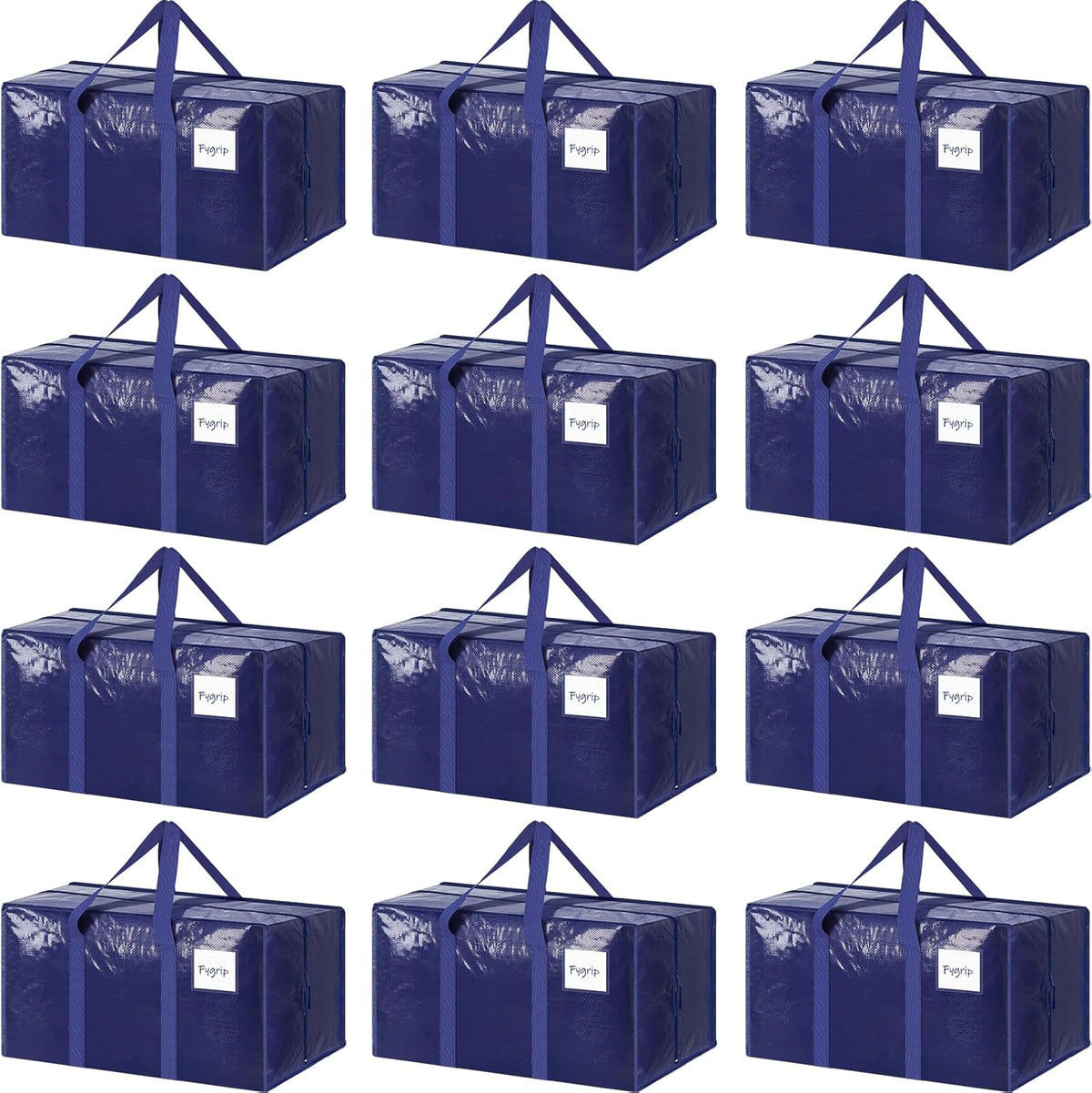 12 Pack Extra Heavy Duty Large Moving Bags with Strong Zipper, Dark Blue