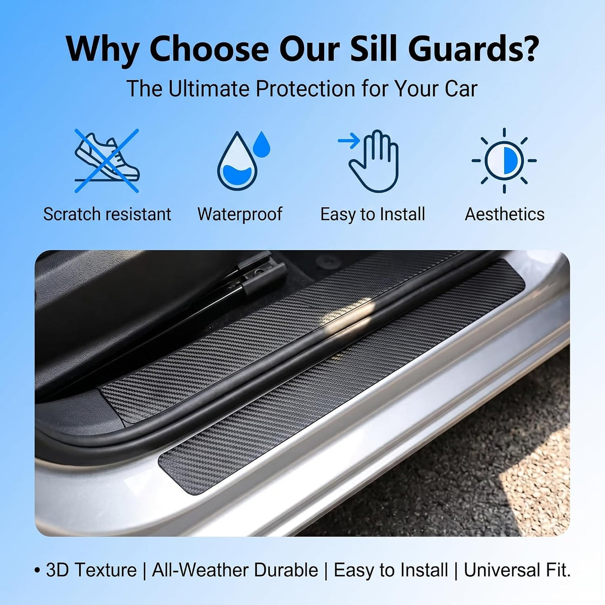 Door Sill Protectors for Chevy Silverado 2500HD 2026 2025-2020 4 Pcs