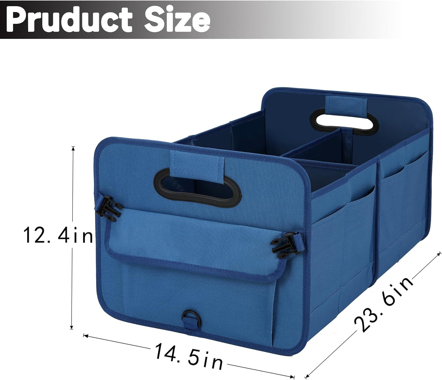 AOKJOY Car Trunk Organizer Car Storage Organizer Collapsible Multi Compartment Car Organizer Adjustable Straps Car Organizer for SUV(Slate Blue)