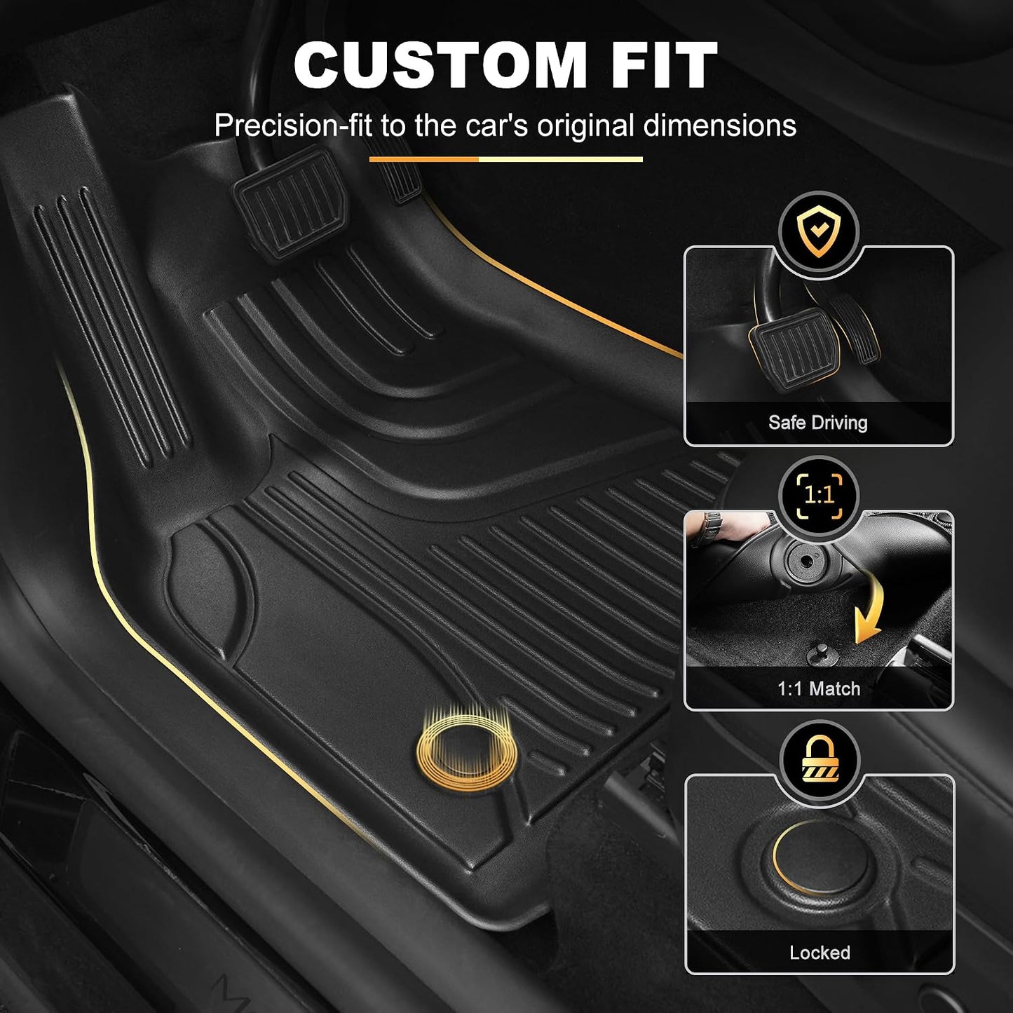 Floor Mat Bed Mat Compatible with 2020-2025 2026 Jeep Gladiator JT Floor Mat Truck Bed Liner TPE Bed Liner Replacement for 2023 2024 2025 Jeep Gladiator JT Accessories (Truck Bed Mat+Floor Mats)