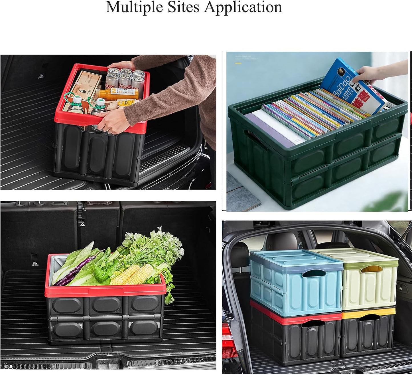 KINGCAV Plastic Durable Cargo Storage Bins with Lid Waterproof Liner Trunk Storage Box with Secure Latches Car Trunk Organizer Collapsible Hard Plastic Tote for Camping,Groceries Closet