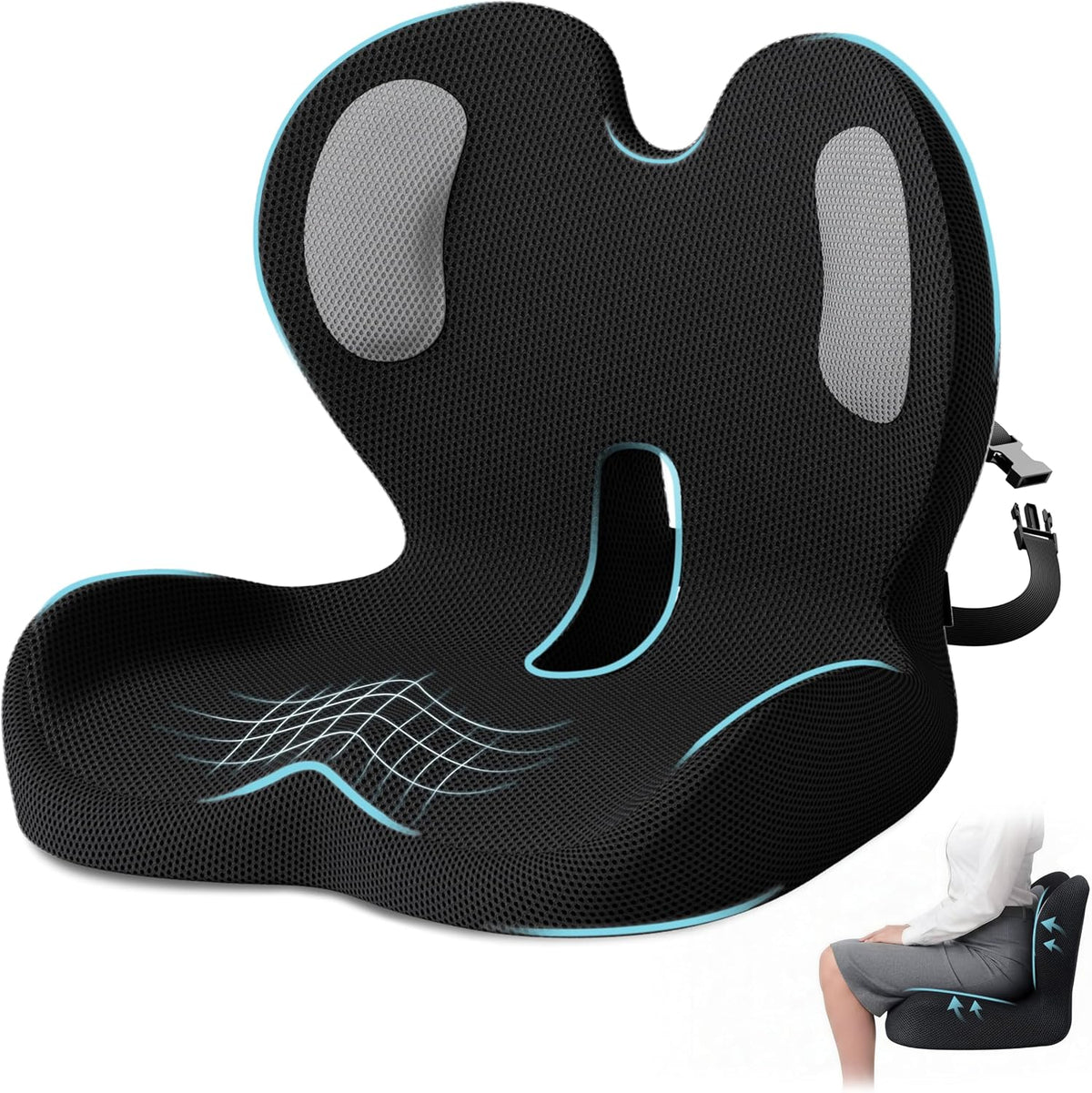 Ergonomic Seat Cushion & Lumbar Support Pillow for Office,Car