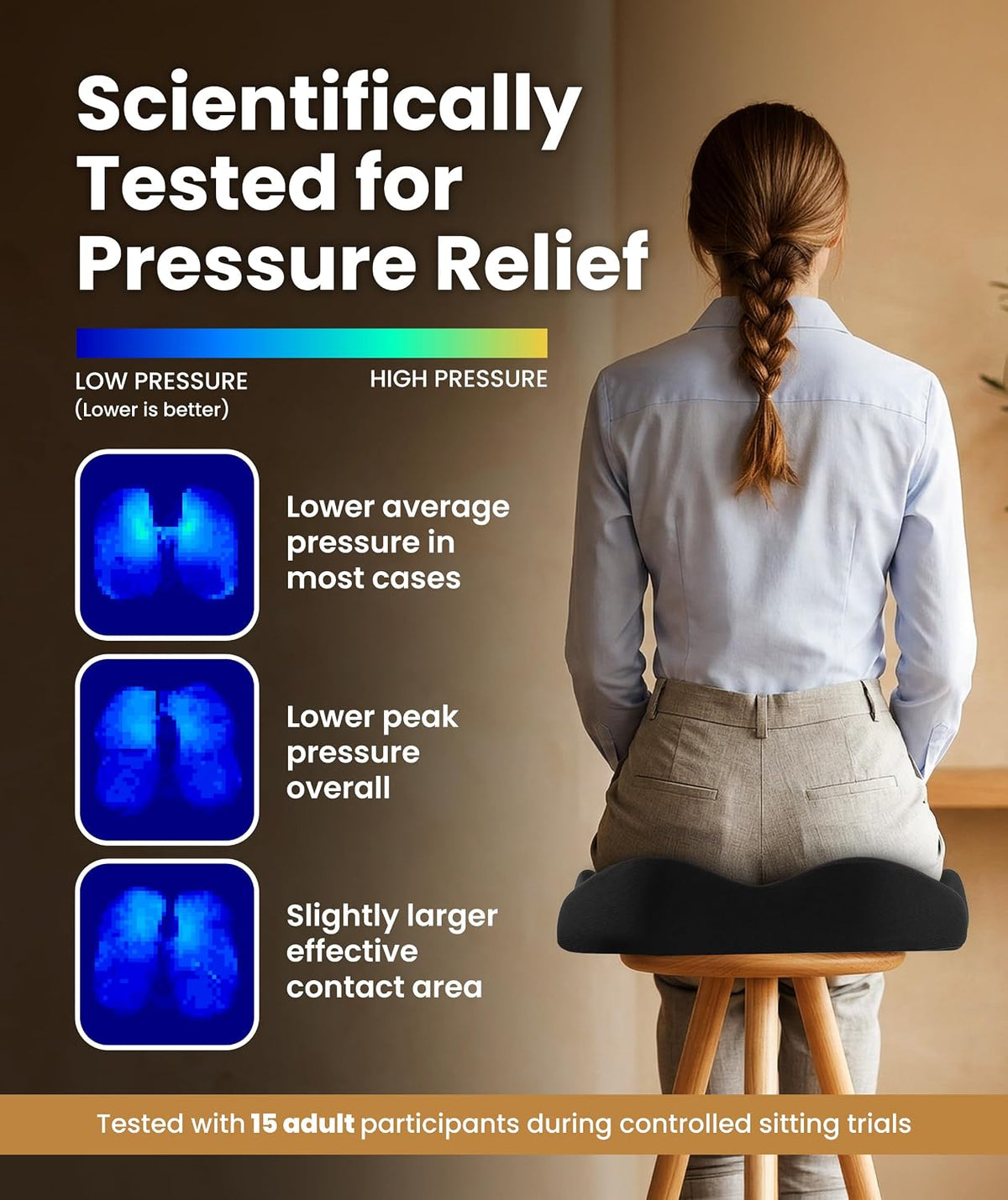 Everlasting Comfort Doctor Recommended Memory Foam Seat Cushion for Office Chairs & Car - Ergonomic Office Desk Accessories - Cushions for Tailbone Pain Relief, Sciatica (Dark Gray, Large)